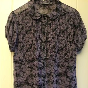 Apt 9 Purple and black med. flowered blouse.